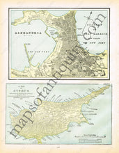 Load image into Gallery viewer, 1894 - Egypt Arabia Upper Nubia And Abyssinia Verso: Alexandria (Egypt) A Map Of Cyprus Antique
