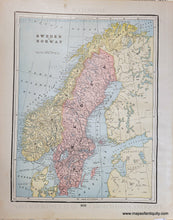 Load image into Gallery viewer, Colorful map of Sweden and Norway in pink yellow blue