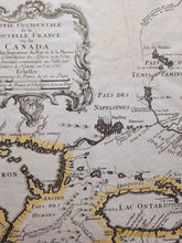 Load image into Gallery viewer, 1755 - Great Lakes - Partie Occidentale de la Nouvelle France ou du Canada - Antique Map