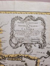 Load image into Gallery viewer, 1755 - Great Lakes - Partie Occidentale de la Nouvelle France ou du Canada - Antique Map