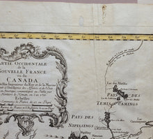 Load image into Gallery viewer, 1755 - Great Lakes - Partie Occidentale de la Nouvelle France ou du Canada - Antique Map