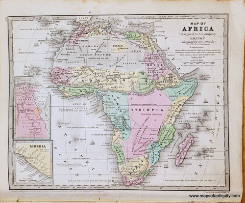 Genuine-Antique-Map-Map-of-Africa-[with-inset-maps-of-Egypt-and-Liberia]-1839-Smith-Paine-Burgess-Maps-Of-Antiquity