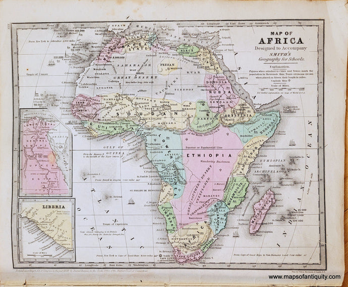 Genuine-Antique-Map-Map-of-Africa-[with-inset-maps-of-Egypt-and-Liberia]-1839-Smith-Paine-Burgess-Maps-Of-Antiquity