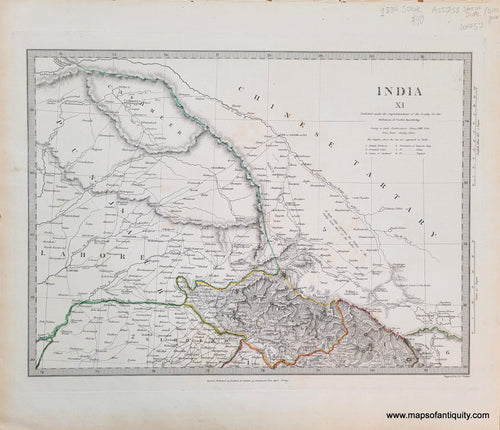 Antique-Hand-Colored-Map-India-XI.--North-central-and-east-regions.-Asia-India-1834-SDUK/Society-for-the-Diffusion-of-Useful-Knowledge-Maps-Of-Antiquity