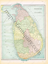 Load image into Gallery viewer, 1894 - Asia Verso: Ceylon And Turkish Empire In Europe Antique Map Genuine Printed-Color