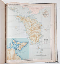 Load image into Gallery viewer, Antique map of part of the Philippines, part of the Atlas Filipinas published in 1900 with vibrant original printed color in blue for the water, yellow, green, orange, brown, red for the land.