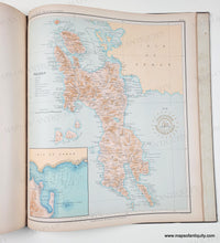 Load image into Gallery viewer, Antique map of part of the Philippines, part of the Atlas Filipinas published in 1900 with vibrant original printed color in blue for the water, yellow, green, orange, brown, red for the land.