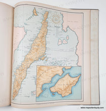 Load image into Gallery viewer, Antique map of part of the Philippines, part of the Atlas Filipinas published in 1900 with vibrant original printed color in blue for the water, yellow, green, orange, brown, red for the land.