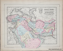 Load image into Gallery viewer, Antique map of Persia, Arabia, Turkey, and Afghanistan with color. Antique-Hand-Colored-Map-Double-sided-map:-Map-of-Asia-showing-its-Political-Divisions-and-also-the-Various--Routes-of-Travel-between-London-&-India-China-&-Japan;-verso:-Map-of-Persia-Arabia-Turkey-in-Asia-Afghanistan-Beloochistan-Asia--1885-Mitchell-Maps-Of-Antiquity-1800s-19th-century