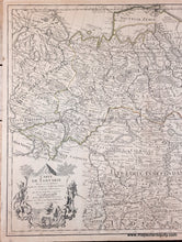 Load image into Gallery viewer, Antique map with original hand-drawn line color along the boundaries on the map in tones of green, yellow, orange