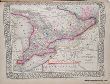 Load image into Gallery viewer, 1868 - Map Of Ontario In Counties Antique Genuine Hand-Colored