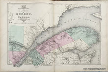 Load image into Gallery viewer, Antique-Map-Map-of-the-Eastern-Part-of-the-Province-of-Quebec-Canada-(centerfold-map)-/-verso:-Map-of-the-Western-Part-of-Algoma-District-on-the-North-Shore-of-Lake-Superior-Shewing-Towns-Post-Offices-etc.-1875-Walling-/-Tackabury-Canada-Civil-War-1800s-19th-century-Maps-of-Antiquity