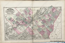 Load image into Gallery viewer, Antique-Map-Sheet-with-three-maps:-Counties-of-Quebec-Montmorency-Portneuf-Lislet-Montmagny-Bellechasse-Dorchester-Levis-and-Lotbiniere-/-Plan-of-London-in-Ontario-/-County-of-Pontiac-in-Quebec-1875-Walling-/-Tackabury-Canada-Civil-War-1800s-19th-century-Maps-of-Antiquity