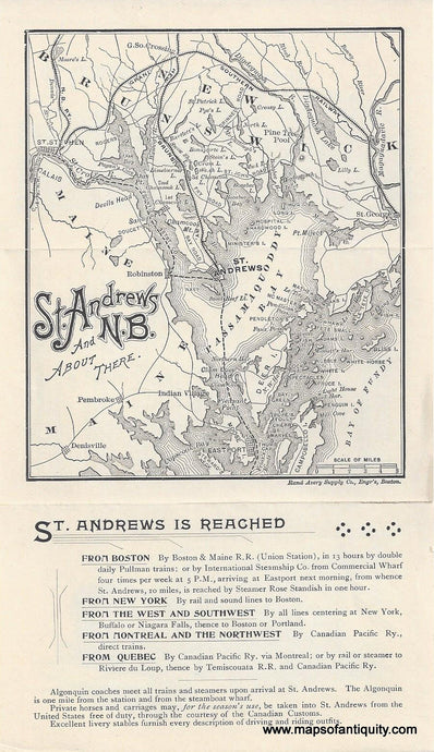 Genuine-Antique-Map-St-Andrews-N-B-and-About-There-Canada-East---1912-Boston-Maine-Railroad-Maps-Of-Antiquity-1800s-19th-century