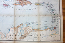 Load image into Gallery viewer, 1910 - West India Islands Antique Map Genuine Printed-Color Folding