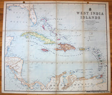 Load image into Gallery viewer, Antique-Printed-Color-Folding-Map-West-India-Islands-Caribbean-&-Latin-America--c.-1910-W-&-AK-Johnston-Maps-Of-Antiquity