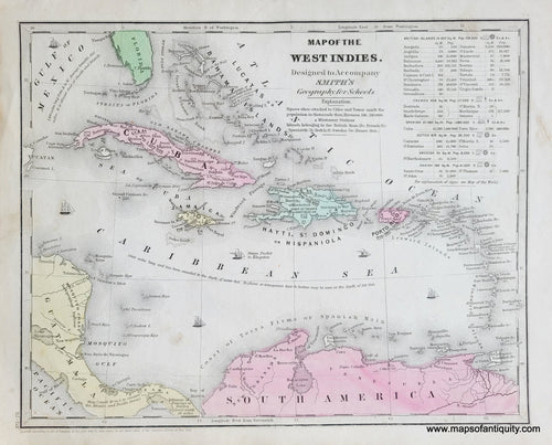 Genuine-Antique-Map-Map-of-the-West-Indies-1839-Smith-Paine-Burgess-Maps-Of-Antiquity