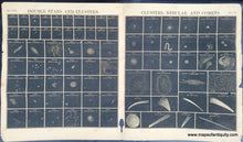 Load image into Gallery viewer, Black-and-White-Antique-Illustration-Double-Stars-and-Clusters-Clusters-Nebulae-and-Comets--Celestial--1856-Burritt-Maps-Of-Antiquity