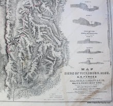 Load image into Gallery viewer, 1867 - Map Of The Siege Vicksburg Miss. Under Command Maj. Gen. U.s. Grant Antique Genuine Civil