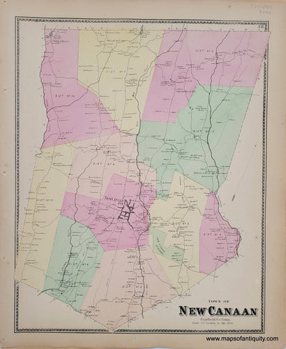 Antique-Hand-Colored-Map-Town-of-New-Canaan-(CT)-United-States-Northeast-1867-Beers-Maps-Of-Antiquity
