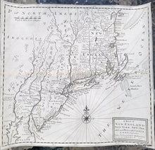 Load image into Gallery viewer, Genuine-Antique-Map-A-Map-of-New-England-New-York-New-Jersey-and-Pennsilvanie--1730-Moll-Maps-Of-Antiquity