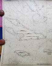 Load image into Gallery viewer, 1836 - A New Chart Of The Windward Passages Containing Islands Jamaica St. Domingo With Part Cuba