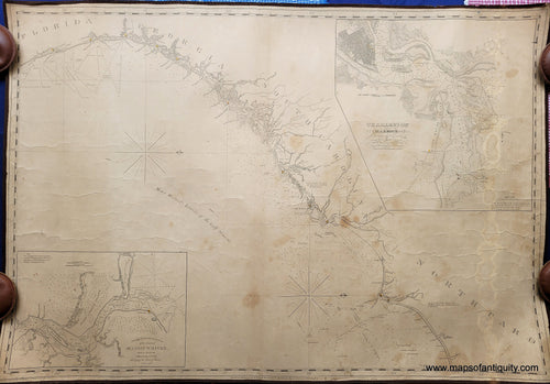 Genuine Antique Nautical Sailing Chart-Untitled Cape Fear to St. Augustine Coast-1832-Hooker/Blunt-Maps-Of-Antiquity