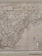 Load image into Gallery viewer, Genuine-Antique-Map-A-New-and-Correct-Map-of-North-America-in-which-the-places-of-the-principal-engagements-during-the-present-war-are-accurately-inserted-and-the-Boundaries-as-Settled-by-Treaty-in-1783-Clearly-Marked-1783-Bew-Political-Magazine-Maps-Of-Antiquity