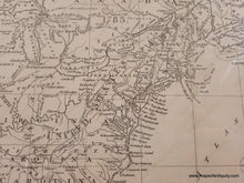 Load image into Gallery viewer, Genuine-Antique-Map-A-New-and-Correct-Map-of-North-America-in-which-the-places-of-the-principal-engagements-during-the-present-war-are-accurately-inserted-and-the-Boundaries-as-Settled-by-Treaty-in-1783-Clearly-Marked-1783-Bew-Political-Magazine-Maps-Of-Antiquity