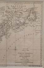 Load image into Gallery viewer, Genuine-Antique-Map-A-New-and-Correct-Map-of-North-America-in-which-the-places-of-the-principal-engagements-during-the-present-war-are-accurately-inserted-and-the-Boundaries-as-Settled-by-Treaty-in-1783-Clearly-Marked-1783-Bew-Political-Magazine-Maps-Of-Antiquity