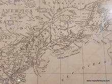Load image into Gallery viewer, Genuine-Antique-Map-A-New-and-Correct-Map-of-North-America-in-which-the-places-of-the-principal-engagements-during-the-present-war-are-accurately-inserted-and-the-Boundaries-as-Settled-by-Treaty-in-1783-Clearly-Marked-1783-Bew-Political-Magazine-Maps-Of-Antiquity