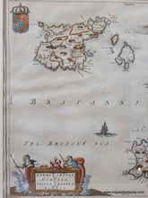 Load image into Gallery viewer, Genuine-Antique-Map-Islands-of-Jersey-and-Guernsey---Sarnia-Insula-vulgo-Garnsey-et-Insula-Caesarea-venacule-Jarsey-1648-Johannes-Blaeu-Maps-Of-Antiquity