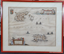 Load image into Gallery viewer, Genuine-Antique-Map-Islands-of-Jersey-and-Guernsey---Sarnia-Insula-vulgo-Garnsey-et-Insula-Caesarea-venacule-Jarsey-1648-Johannes-Blaeu-Maps-Of-Antiquity
