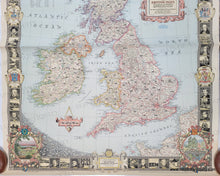 Load image into Gallery viewer, Close up bottom half. Map with a variety of classic colored. Genuine-Vintage-Map-The-British-Isles-1949-Darley-Riddiford-National-Geographic-Maps-Of-Antiquity