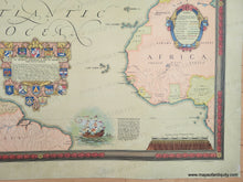 Load image into Gallery viewer, Lower right side close-up. Colorful map showing Alaska to Brazil and Norway to Nigeria with color-coded lines indicating various flights. Text blocks are scattered throughout and a few handsome illustrations show ships and a plane. Genuine-Antique-Map-Map-Showing-The-Overland-And-Overseas-Flights-of-Charles-A-Lindbergh-1928-Ernest-Clegg-Maps-Of-Antiquity