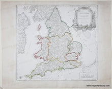 Load image into Gallery viewer, Genuine-Antique-Map-England-Wales-Le-Royaume--dAngleterre--divise-selon-les-sept-Royaumes-1753-Vaugondy-Maps-Of-Antiquity