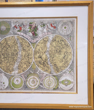 Load image into Gallery viewer, 1730 - Constellations of the Northern and Southern Hemispheres - Planisphaerum Coeleste - Genuine Antique Map, Framed