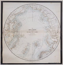 Load image into Gallery viewer, Antique Map of the Arctic Regions and the North-West Passage on a white background with blue and tan colors.