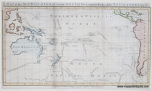 Load image into Gallery viewer, Antique map of the South Seas with navigational tracks, featuring Australia and New Zealand. Hand-coloring in blue, orange, yellow, green, red, yellow.