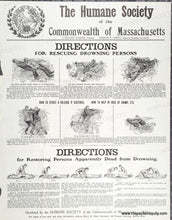 Load image into Gallery viewer, Historical document from The Humane Society of the Commonwealth of Massachusetts on rescuing and restoring persons from drowning.
