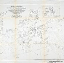 Load image into Gallery viewer, 1872 - Map of the Coast of Massachusetts and Rhode Island to Accompany the Report of the US Commissioner of Fish and Fisheries, Showing the Location of Traps and Pounds, as also the Exploration of the Commission in 1871 - Genuine Antique Chart
