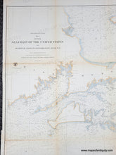Load image into Gallery viewer, 1857 - Preliminary Chart No. 4 of the Sea Coast of the United States from Plymouth Mass to Saughkonnet River RI - Genuine Antique Chart