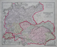 Load image into Gallery viewer, 1884 - Gray’s New Map Of Spain And Portugal Verso Germany Austria Switzerland Antique Genuine