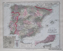 Load image into Gallery viewer, Antique-Hand-Colored-Map-Gray's-New-Map-of-Spain-and-Portugal-verso-Germany-Austria-and-Switzerland-Europe-Germany-1884-Gray-Maps-Of-Antiquity