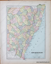 Load image into Gallery viewer, Antique-Printed-Color-Map-New-South-Wales-(Eastern-Section)-verso:-West-Australia-and-South-Australia-Oceania-Australia-1894-Cram-Maps-Of-Antiquity