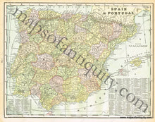 Load image into Gallery viewer, 1900 - France Verso: Spain & Portugal Antique Map Genuine Printed-Color
