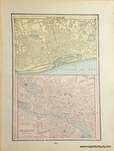Load image into Gallery viewer, 1898 - Map Of Glasgow (Scotland) And Plan Dundee. Antique Genuine original colors yellow, pink, blue