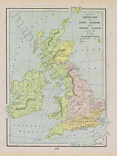 Load image into Gallery viewer, Antique-Map-Anglo-Saxon-Celtic-Kingdom-British-Isles-Islands-Europe-Cram-1894