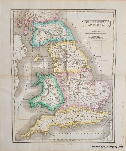 Antique-Hand-Colored-Map-Britannia-Antiqua-**********-Europe-Ancient-World-Europe-General-England-1841-Butler-Maps-Of-Antiquity