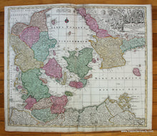 Load image into Gallery viewer, Antique-Hand-Colored-Map-Daniae-Regnum-Europe-Scandinavia-Denmark-&-Iceland-Germany-c.-1750-Lotter-Maps-Of-Antiquity